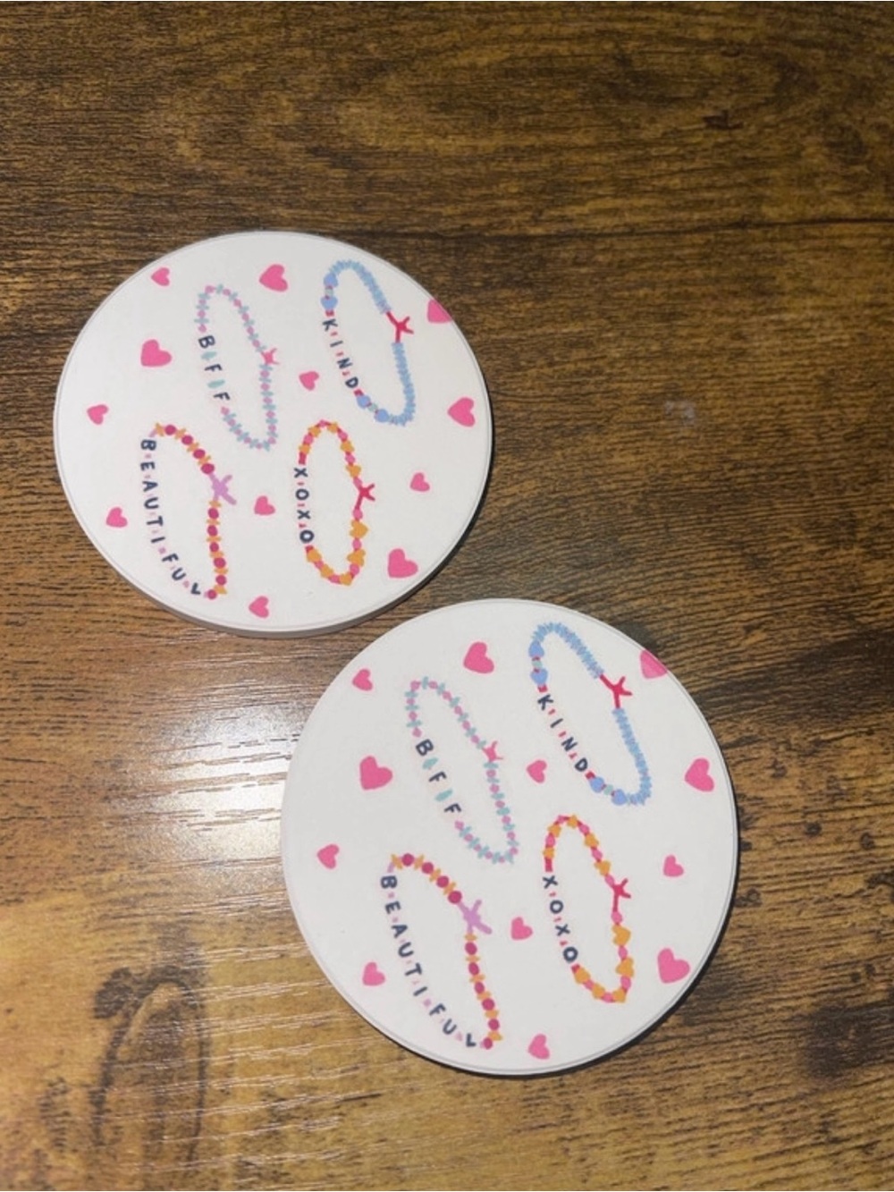 Friendship bracelet car coasters